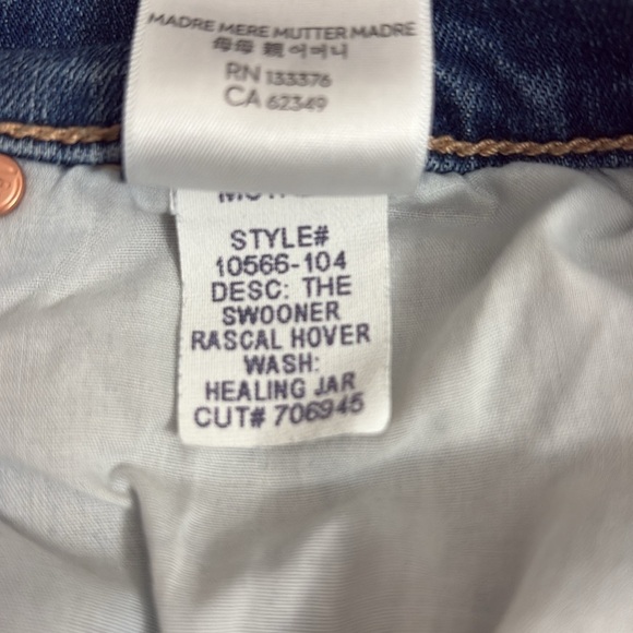 MOTHER The Swooner Rascal Hover Straight Leg Denim Jeans in Healing Jar Size 28 - Picture 14 of 14